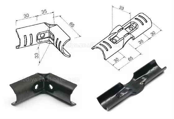 HJ-3 OD28mm Black Lean Tube Connector And Metal Joints For Lean Pipe