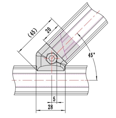 Aluminum Tubing Connector Lean Pipe Joint Fastener Kit 45 Degree Double Tube Built-in Joint