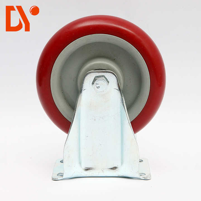 Roulette fixe 4 pouces, usage moyen, PVC/PU rouge, roues robustes