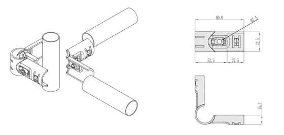 H-3 Lean Pipe Connector 2.3mm SPHC Black Electrophoresis Lean Pipe Joint