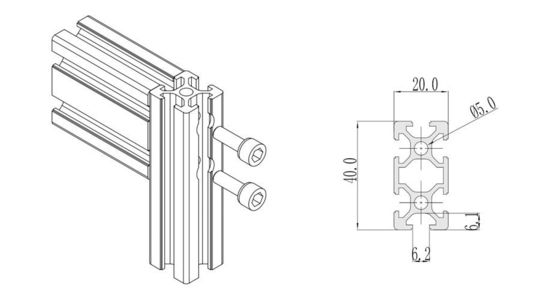 20*40mm Aluminium Alloy Extrusion Profile Industria Aluminum Profiles T Slot For Workbench Production Line